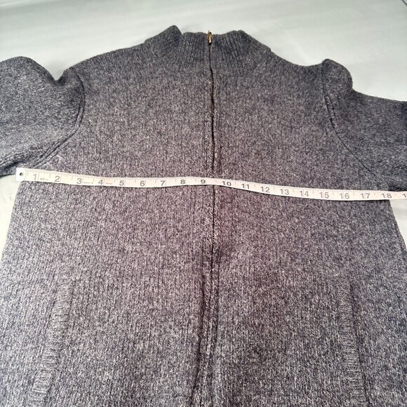 LL Bean Wool Zip Up Cardigan Sweater Men Pockets Long Sleeve Gray - Picture 4 of 16